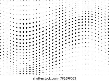 Abstract halftone wave dotted background. Futuristic twisted grunge pattern, dot, circles.  Vector modern optical pop art texture for posters, business cards, cover, labels mock-up, stickers layout