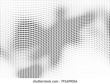 Abstract halftone wave dotted background. Futuristic twisted grunge pattern, dot, circles.  Vector modern optical pop art texture for posters, business cards, cover, labels mock-up, stickers layout