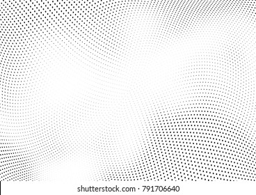 Abstract halftone wave dotted background. Futuristic twisted grunge pattern, dot, circles.  Vector modern optical pop art texture for posters, business cards, cover, labels mock-up, stickers layout