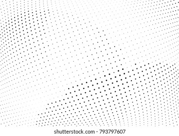 Abstract halftone wave dotted background. Futuristic twisted grunge pattern, dot, circles.  Vector modern optical pop art texture for posters, business cards, cover, labels mock-up, stickers layout