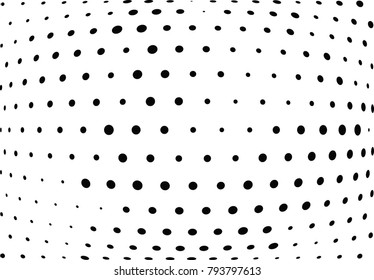Abstract halftone wave dotted background. Futuristic twisted grunge pattern, dot, circles.  Vector modern optical pop art texture for posters, business cards, cover, labels mock-up, stickers layout