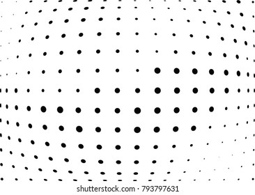Abstract halftone wave dotted background. Futuristic twisted grunge pattern, dot, circles.  Vector modern optical pop art texture for posters, business cards, cover, labels mock-up, stickers layout