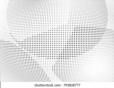 Abstract halftone wave dotted background. Futuristic twisted grunge pattern, dot, circles.  Vector modern optical pop art texture for posters, business cards, cover, labels mock-up, stickers layout