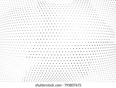 Abstract halftone wave dotted background. Futuristic twisted grunge pattern, dot, circles.  Vector modern optical pop art texture for posters, business cards, cover, labels mock-up, stickers layout