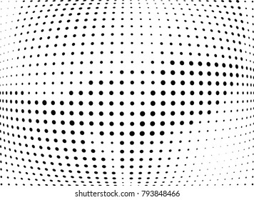 Abstract halftone wave dotted background. Futuristic twisted grunge pattern, dot, circles.  Vector modern optical pop art texture for posters, business cards, cover, labels mock-up, stickers layout