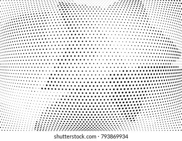 Abstract halftone wave dotted background. Futuristic twisted grunge pattern, dot, circles.  Vector modern optical pop art texture for posters, business cards, cover, labels mock-up, stickers layout