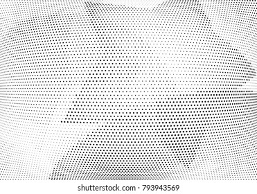 Abstract halftone wave dotted background. Futuristic twisted grunge pattern, dot, circles.  Vector modern optical pop art texture for posters, business cards, cover, labels mock-up, stickers layout