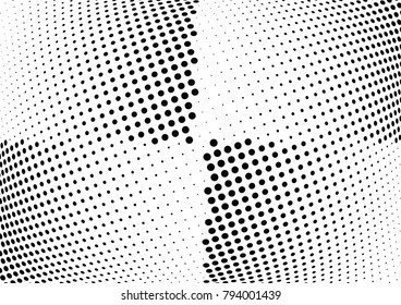 Abstract halftone wave dotted background. Futuristic twisted grunge pattern, dot, circles.  Vector modern optical pop art texture for posters, business cards, cover, labels mock-up, stickers layout