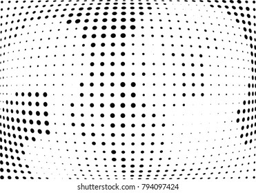 Abstract halftone wave dotted background. Futuristic twisted grunge pattern, dot, circles.  Vector modern optical pop art texture for posters, business cards, cover, labels mock-up, stickers layout