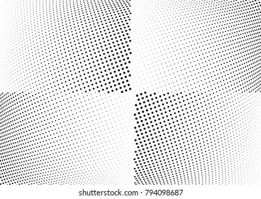 Abstract halftone wave dotted background. Futuristic twisted grunge pattern, dot, circles.  Vector modern optical pop art texture for posters, business cards, cover, labels mock-up, stickers layout