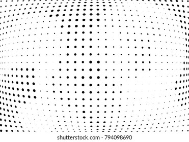 Abstract halftone wave dotted background. Futuristic twisted grunge pattern, dot, circles.  Vector modern optical pop art texture for posters, business cards, cover, labels mock-up, stickers layout