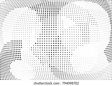 Abstract halftone wave dotted background. Futuristic twisted grunge pattern, dot, circles.  Vector modern optical pop art texture for posters, business cards, cover, labels mock-up, stickers layout
