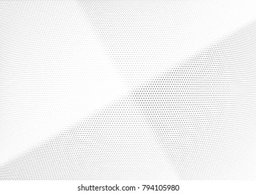Abstract halftone wave dotted background. Futuristic twisted grunge pattern, dot, circles.  Vector modern optical pop art texture for posters, business cards, cover, labels mock-up, stickers layout