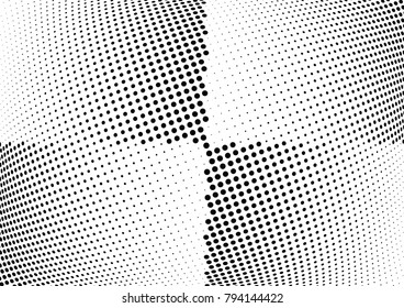 Abstract halftone wave dotted background. Futuristic twisted grunge pattern, dot, circles.  Vector modern optical pop art texture for posters, business cards, cover, labels mock-up, stickers layout