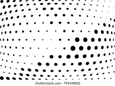 Abstract halftone wave dotted background. Futuristic twisted grunge pattern, dot, circles.  Vector modern optical pop art texture for posters, business cards, cover, labels mock-up, stickers layout