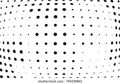 Abstract halftone wave dotted background. Futuristic twisted grunge pattern, dot, circles.  Vector modern optical pop art texture for posters, business cards, cover, labels mock-up, stickers layout