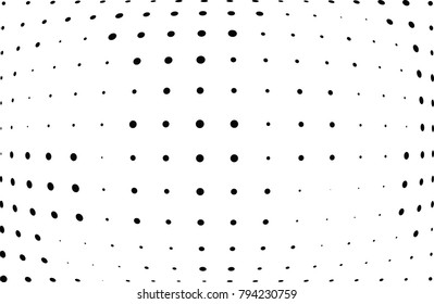 Abstract halftone wave dotted background. Futuristic twisted grunge pattern, dot, circles.  Vector modern optical pop art texture for posters, business cards, cover, labels mock-up, stickers layout