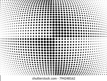 Abstract halftone wave dotted background. Futuristic twisted grunge pattern, dot, circles.  Vector modern optical pop art texture for posters, business cards, cover, labels mock-up, stickers layout