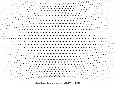 Abstract halftone wave dotted background. Futuristic twisted grunge pattern, dot, circles.  Vector modern optical pop art texture for posters, business cards, cover, labels mock-up, stickers layout