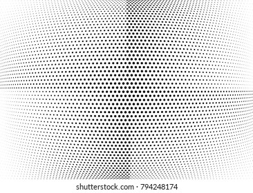 Abstract halftone wave dotted background. Futuristic twisted grunge pattern, dot, circles.  Vector modern optical pop art texture for posters, business cards, cover, labels mock-up, stickers layout