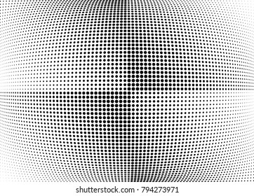 Abstract halftone wave dotted background. Futuristic twisted grunge pattern, dot, circles.  Vector modern optical pop art texture for posters, business cards, cover, labels mock-up, stickers layout