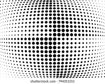 Abstract halftone wave dotted background. Futuristic twisted grunge pattern, dot, circles.  Vector modern optical pop art texture for posters, business cards, cover, labels mock-up, stickers layout