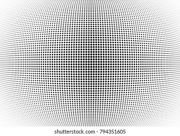 Abstract halftone wave dotted background. Futuristic twisted grunge pattern, dot, circles.  Vector modern optical pop art texture for posters, business cards, cover, labels mock-up, stickers layout