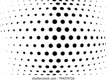 Abstract halftone wave dotted background. Futuristic twisted grunge pattern, dot, circles.  Vector modern optical pop art texture for posters, business cards, cover, labels mock-up, stickers layout