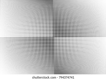Abstract halftone wave dotted background. Futuristic twisted grunge pattern, dot, circles.  Vector modern optical pop art texture for posters, business cards, cover, labels mock-up, stickers layout