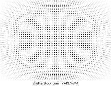 Abstract halftone wave dotted background. Futuristic twisted grunge pattern, dot, circles.  Vector modern optical pop art texture for posters, business cards, cover, labels mock-up, stickers layout