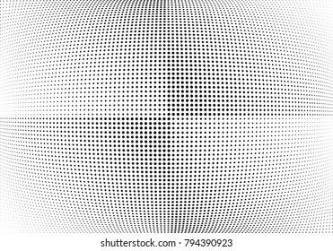 Abstract halftone wave dotted background. Futuristic twisted grunge pattern, dot, circles.  Vector modern optical pop art texture for posters, business cards, cover, labels mock-up, stickers layout