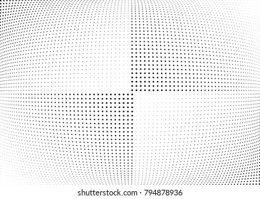 Abstract halftone wave dotted background. Futuristic twisted grunge pattern, dot, circles.  Vector modern optical pop art texture for posters, business cards, cover, labels mock-up, stickers layout