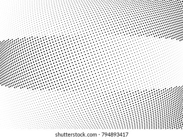Abstract halftone wave dotted background. Futuristic twisted grunge pattern, dot, circles.  Vector modern optical pop art texture for posters, business cards, cover, labels mock-up, stickers layout