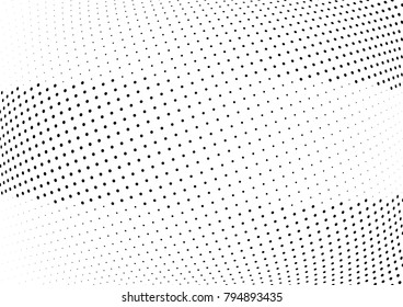 Abstract halftone wave dotted background. Futuristic twisted grunge pattern, dot, circles.  Vector modern optical pop art texture for posters, business cards, cover, labels mock-up, stickers layout