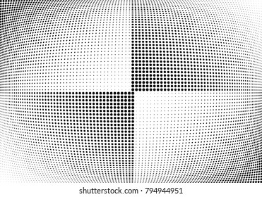 Abstract halftone wave dotted background. Futuristic twisted grunge pattern, dot, circles.  Vector modern optical pop art texture for posters, business cards, cover, labels mock-up, stickers layout