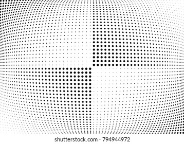 Abstract halftone wave dotted background. Futuristic twisted grunge pattern, dot, circles.  Vector modern optical pop art texture for posters, business cards, cover, labels mock-up, stickers layout