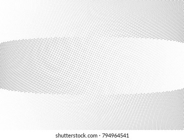 Abstract halftone wave dotted background. Futuristic twisted grunge pattern, dot, circles.  Vector modern optical pop art texture for posters, business cards, cover, labels mock-up, stickers layout