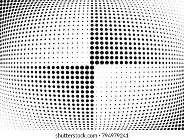 Abstract halftone wave dotted background. Futuristic twisted grunge pattern, dot, circles.  Vector modern optical pop art texture for posters, business cards, cover, labels mock-up, stickers layout