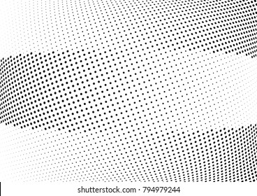 Abstract halftone wave dotted background. Futuristic twisted grunge pattern, dot, circles.  Vector modern optical pop art texture for posters, business cards, cover, labels mock-up, stickers layout