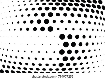 Abstract halftone wave dotted background. Futuristic twisted grunge pattern, dot, circles.  Vector modern optical pop art texture for posters, business cards, cover, labels mock-up, stickers layout