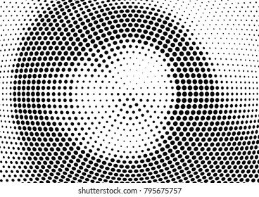 Abstract halftone wave dotted background. Futuristic twisted grunge pattern, dot, circles.  Vector modern optical pop art texture for posters, business cards, cover, labels mock-up, stickers layout