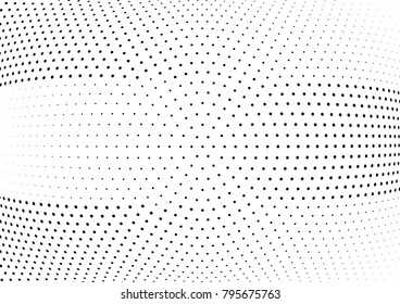 Abstract halftone wave dotted background. Futuristic twisted grunge pattern, dot, circles.  Vector modern optical pop art texture for posters, business cards, cover, labels mock-up, stickers layout