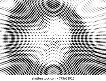 Abstract halftone wave dotted background. Futuristic twisted grunge pattern, dot, circles.  Vector modern optical pop art texture for posters, business cards, cover, labels mock-up, stickers layout