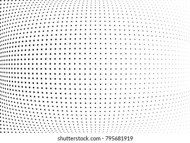 Abstract halftone wave dotted background. Futuristic twisted grunge pattern, dot, circles.  Vector modern optical pop art texture for posters, business cards, cover, labels mock-up, stickers layout