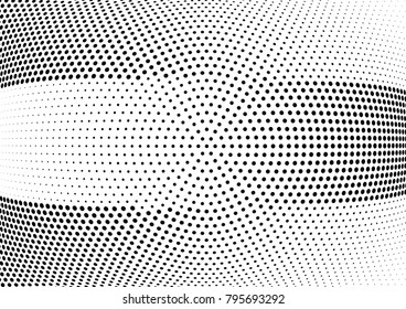 Abstract halftone wave dotted background. Futuristic twisted grunge pattern, dot, circles.  Vector modern optical pop art texture for posters, business cards, cover, labels mock-up, stickers layout