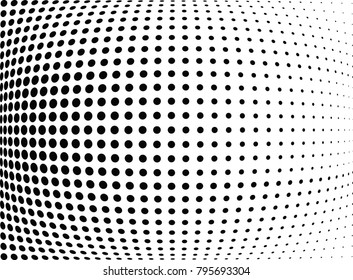 Abstract halftone wave dotted background. Futuristic twisted grunge pattern, dot, circles.  Vector modern optical pop art texture for posters, business cards, cover, labels mock-up, stickers layout