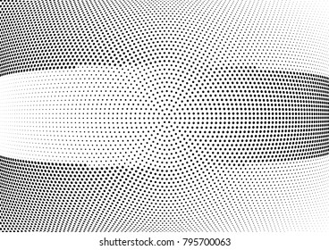 Abstract halftone wave dotted background. Futuristic twisted grunge pattern, dot, circles.  Vector modern optical pop art texture for posters, business cards, cover, labels mock-up, stickers layout