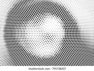 Abstract halftone wave dotted background. Futuristic twisted grunge pattern, dot, circles.  Vector modern optical pop art texture for posters, business cards, cover, labels mock-up, stickers layout