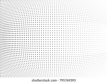 Abstract halftone wave dotted background. Futuristic twisted grunge pattern, dot, circles.  Vector modern optical pop art texture for posters, business cards, cover, labels mock-up, stickers layout