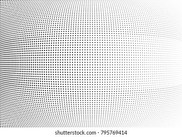 Abstract halftone wave dotted background. Futuristic twisted grunge pattern, dot, circles.  Vector modern optical pop art texture for posters, business cards, cover, labels mock-up, stickers layout